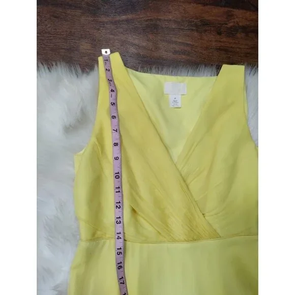 J. Crew Evie Sleeveless Silk Chiffon V-Neck Mini Butter Yellow Whimsy Size 6P - Picture 6 of 9